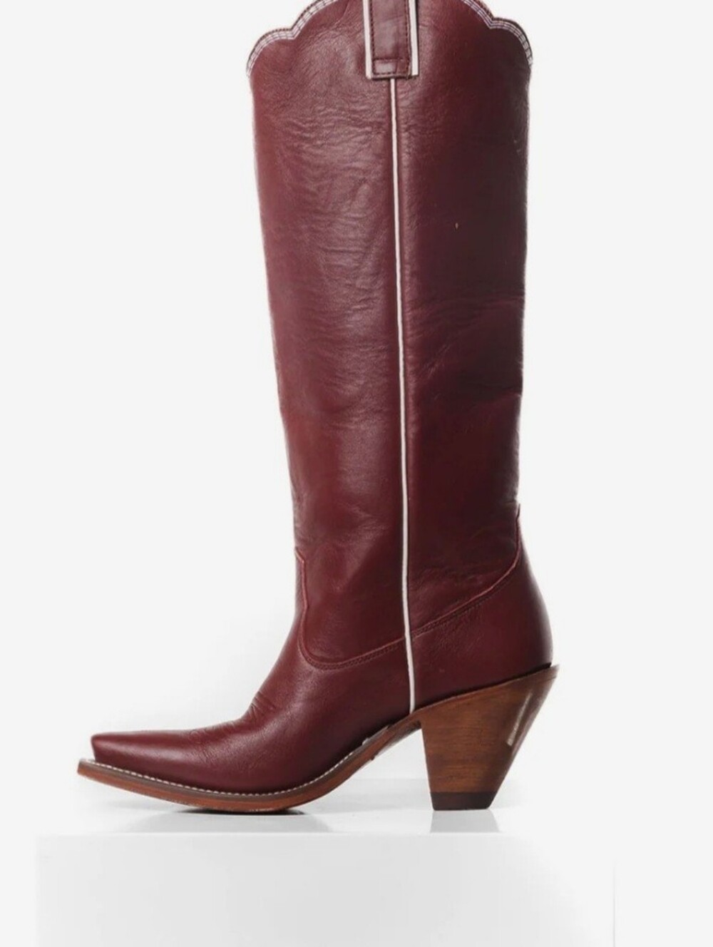 Women’s Burgundy Embroidered Cowboy Boots. Never Worn - Picture 7 of 10